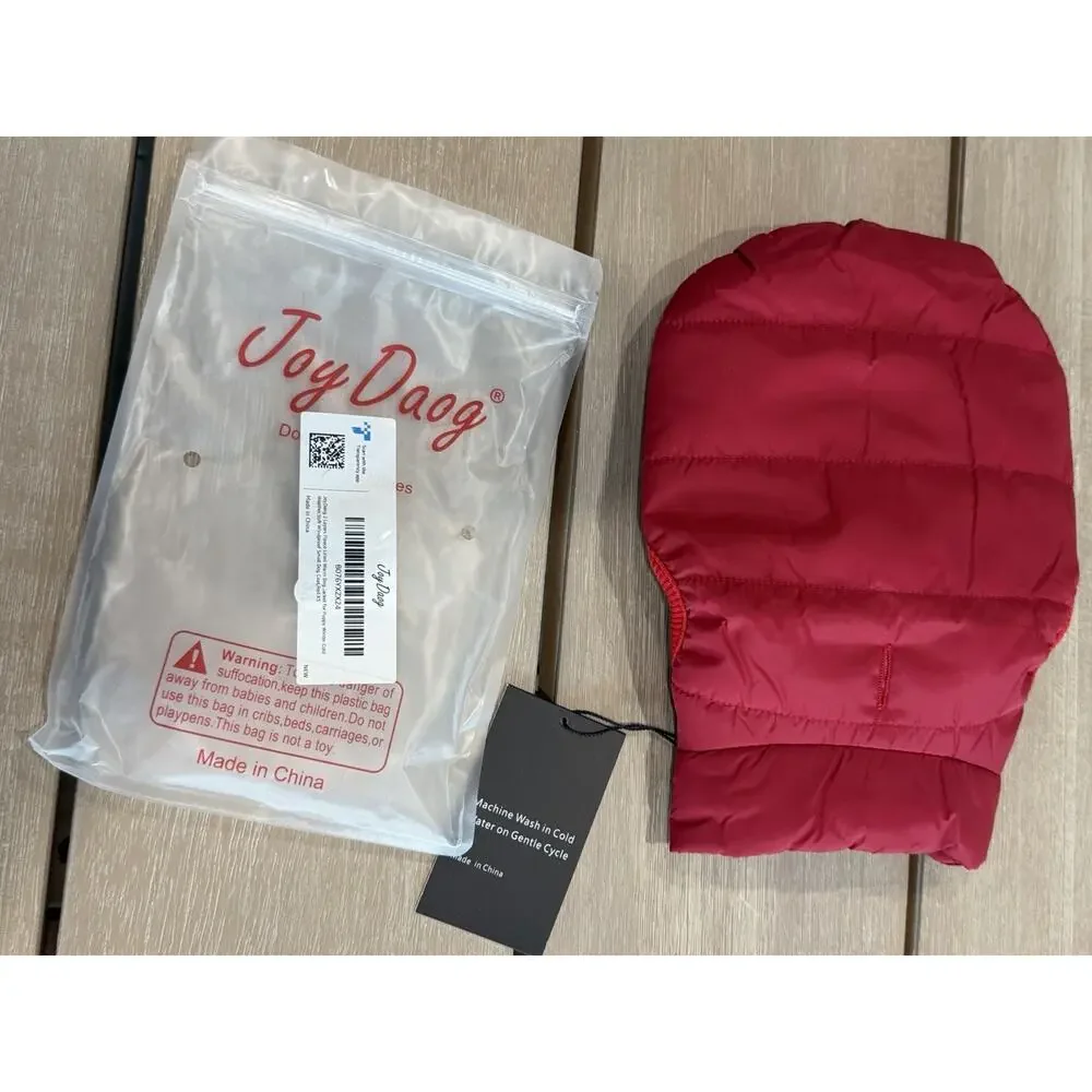 Joy Daog‎ XS Fleece Lined Dog Jacket Red Winter Coat Vest Soft Warm Snap Closure